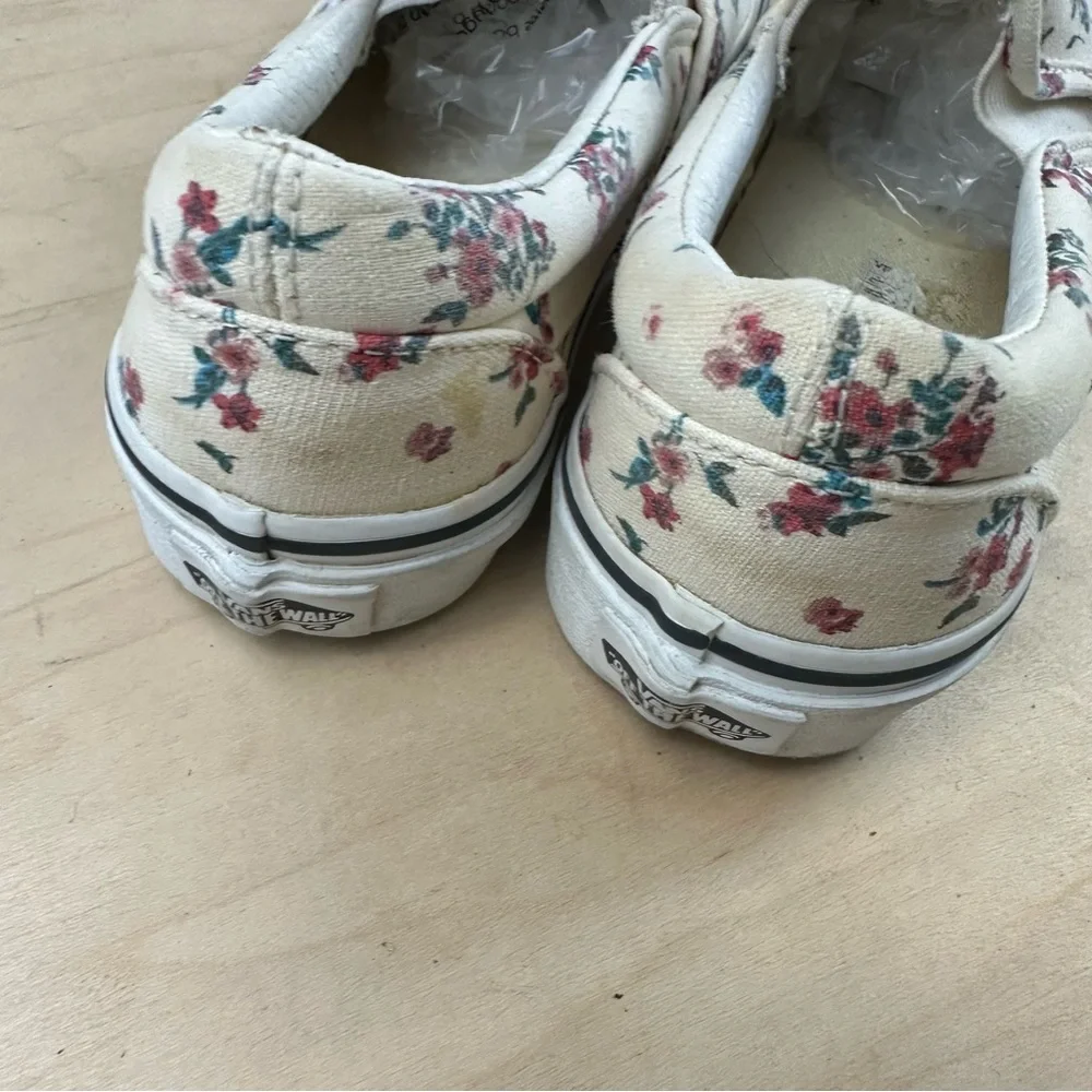 Vans Cream Floral Slip-On Shoes